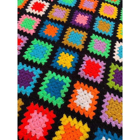 Vintage Handmade Granny Square Afghan Throw 54" Square - Picture 7 of 10